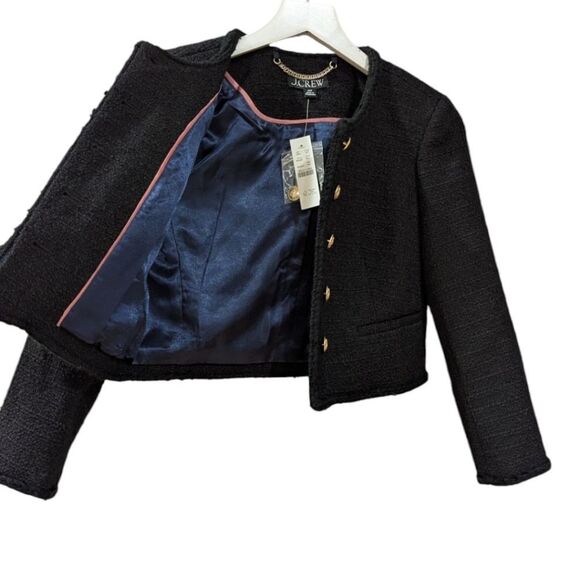 J.Crew Louisa Lady Jacket In Maritime Tweed Blazer Women's 00P Black BU036 NWT - Picture 9 of 15